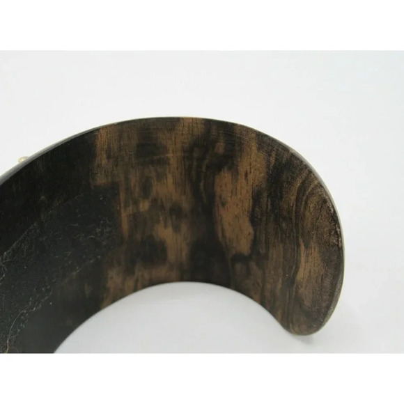 Isharya Wood Cuff Bracelet 18k Gold Vermeil Cubic Zirconia Small - Picture 4 of 16